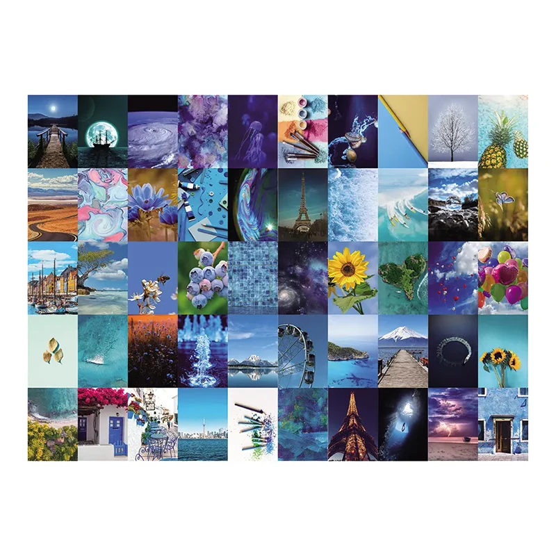 Kit de collage mural bleu, collection d'images esthétiques