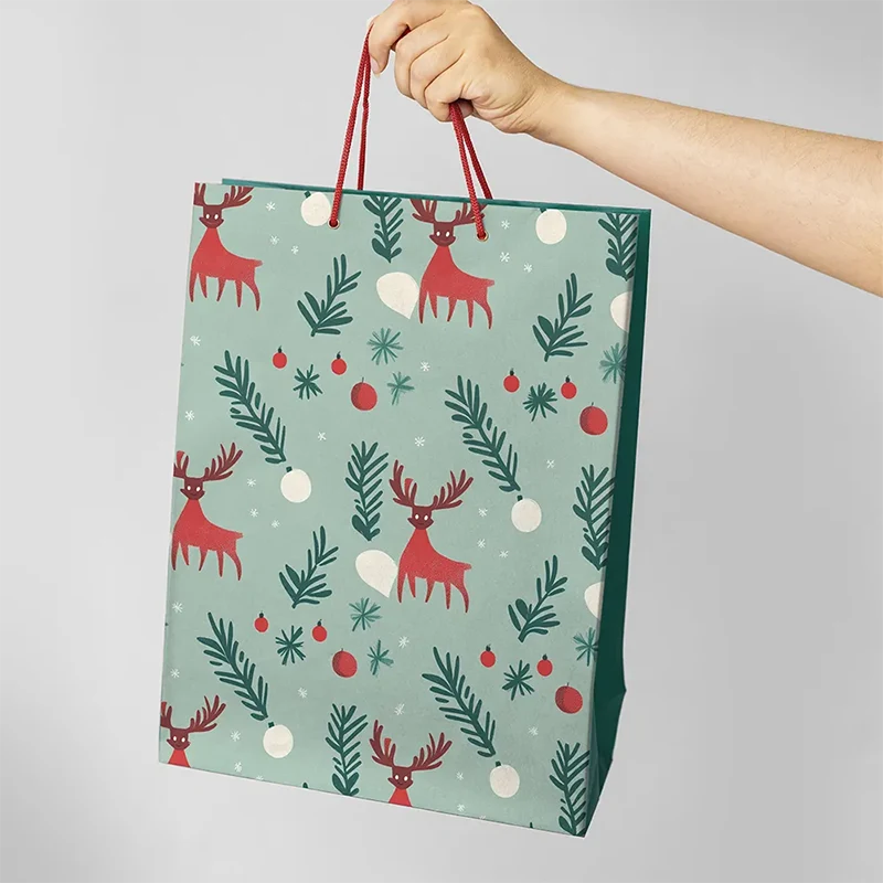Sac en papier de logo de Noël
