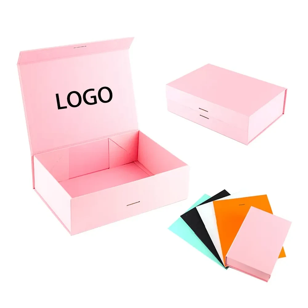 Boîte de luxe en carton rose à fermeture magnétique